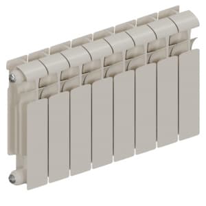 Радиатор биметалл Rifar Ecobuild 300 8 секций, подкл боковое, RAL 9016 глянцевый