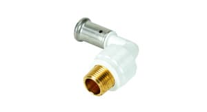 Угольник 90°, НР, ПВДФ пресс, 16х1/2", цвет белый Henco