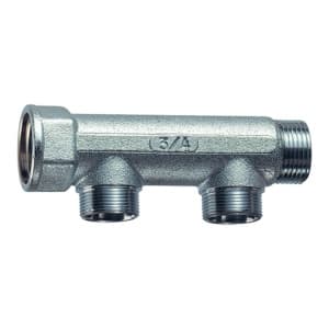 Коллектор 1 1/4", ВР-НР, 3 отвода М24х19, межосевое 50 мм FAR