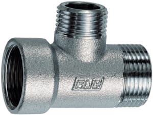 Тройник 3/4"х3/4"х1/2", НР-ВР-НР, хромированный FAR