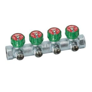 Коллектор регулирующий 1 1/4" (НР - ВР) c 9 отв 1” (межосев. 70 мм)