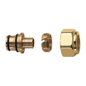 Концовка FAR для труб РЕХ 13X17, гайка М24х19 (золото)
