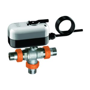 Кран шаровой 3-х ход., 1" (американки), SOLARFAR, сервопривод 8 сек, 220В