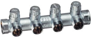 Коллектор запорный 3/4" (ВР-ВР) с 4 отв. 1/2" НР (межосев. 45 мм), под плоск.уплотн.