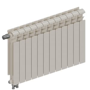 Радиатор биметалл Rifar Ecobuild Ventil 500 12 секций, подкл нижнее левое, RAL 9016 глянцевый