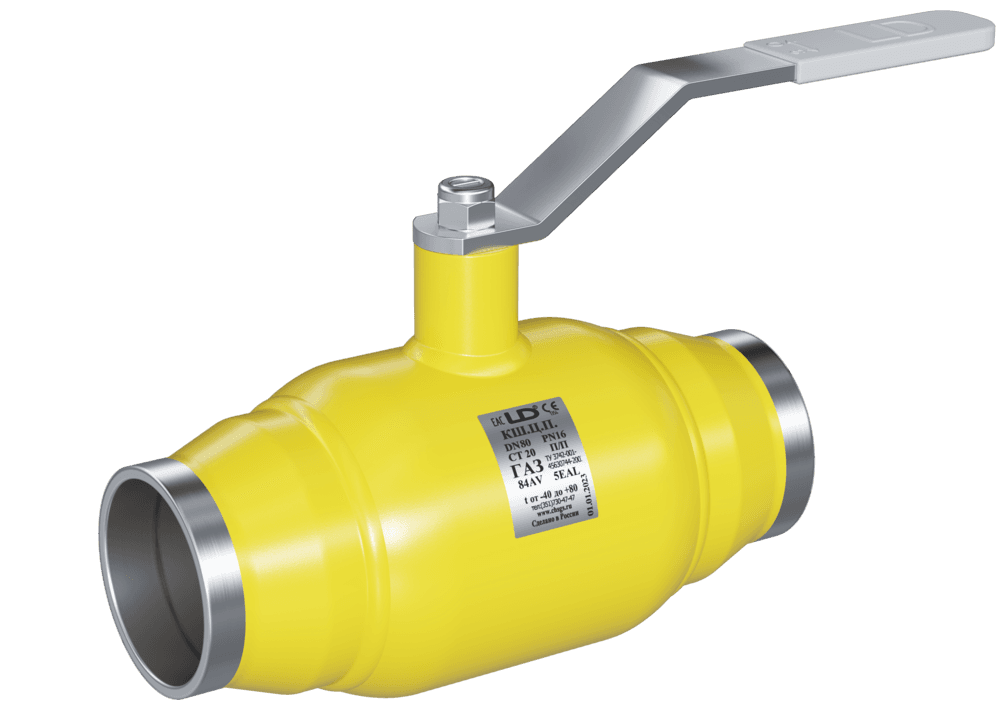Кран шаровой LD КШЦП DN32, Pn40 приварка, сталь 20, рычаг, для газа