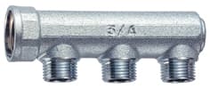 Коллектор концевой 3/4", ВР, 3 отвода 1/2", НР, межосевое 36 мм FAR