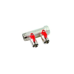 Коллектор 1" с красными шаровыми кранами, 3/4"НР под евроконус, 1" - 3xEK14,16,18,20
