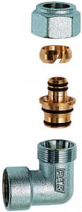 Угольник 1/2", ВР, с концовкой для м/п труб 16х2 FAR