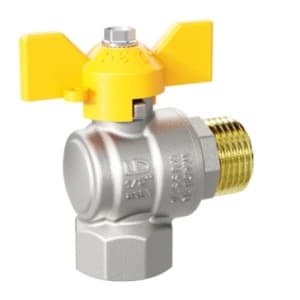 Кран шаровой латунный угловой LD Pride 47.25.В-Н.У.Б GAS Ду 25 Ру 40 бабочка