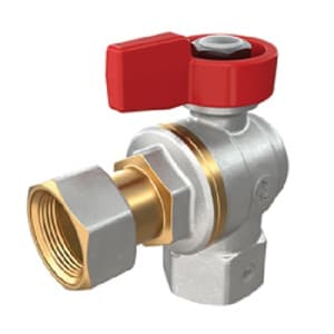 Кран шаровой угловой полнопроходной для котлов и счетчиков, ВР 1/2"M x 1/2"гайка, ручка-флажок