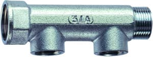 Коллектор 1", ВР-НР, 2 отвода 1/2", ВР, межосевое 50 мм FAR