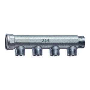 Коллектор 3/4", ВР-НР, 4 отвода 1/2", НР, межосевое 36 мм FAR