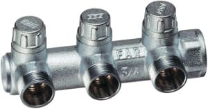 Коллектор запорный 3/4" с 3 отводами М24х19, концевой