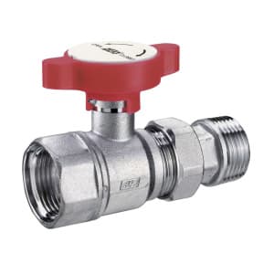 Кран шаровой FAR 3/4", ВР-"американка" EPDM, красн. бабочка под термометр, хром