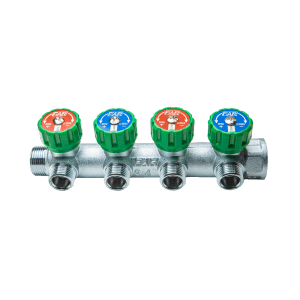 Коллектор регулирующий 3/4", ВР-НР, 4 отвода 1/2", НР, межосевое 45 мм FAR