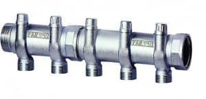 Коллектор запорный 1 1/2"(ВР-НР) с 5 отв. М33х1,5 для труб 20-26 мм