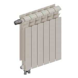 Радиатор биметалл Rifar Ecobuild Ventil 500 6 секций, подкл нижнее левое, RAL 9016 глянцевый