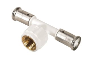 Тройник ВР, ПВДФ пресс, 26х1/2"х26, цвет белый Henco