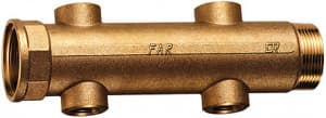 Коллектор 1 1/2", ВР-НР, 4 отвода 3/4", ВР, межосевое 100 мм FAR