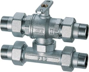 Кран шаровой 3-х ход., 3/4", НР-НР, зонный, с байпасом FAR