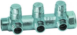 Коллектор запорный 1", ВР-НР, 3 отвода 3/4", НР, межосев. 45 мм FAR