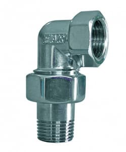 Фитинг угловой трехразъемный 1/2", покрытие серебро FAR
