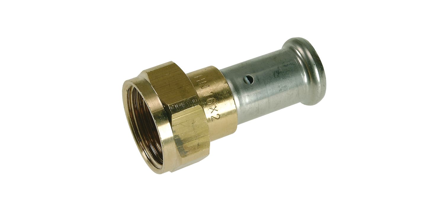 Муфта накидная гайка, плоское уплотнение, латунь пресс, 20х3/4" Henco