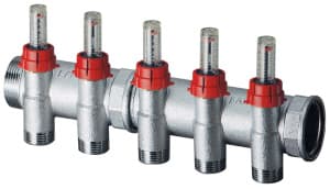 Коллектор запорный 1 1/4", с расходомерами, 2 отвода 3/4"EU FAR