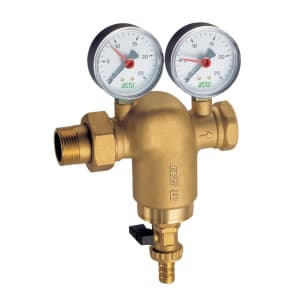 Фильтр 3/4" латун.,ВР-американка, с манометр.,300мкм, Max: 95 °C, 25 бар