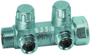 Коллектор запорный 3/4", НР-ВР, 2 отвода М24х19 FAR