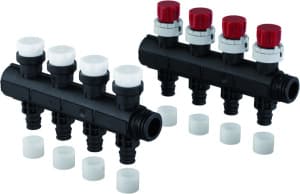Коллектор с клапанами Vario plus пластиковый, выходы 1X 20X2,0 Q&E '1А