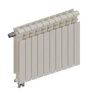 Радиатор биметалл Rifar Ecobuild Ventil 500 10 секций, подкл нижнее левое, RAL 9016 глянцевый