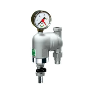 Фильтр 100мкм, с манометром, Max: 95 °C, 25 бар. Поворотное соединение 1/2" ВР-НР (+ EPDM прокладка FD 8722 12 — 2 шт.)