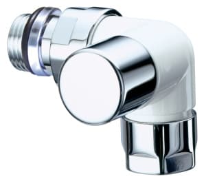 Вентиль запорный трехосевой, правосторонний, 1/2", гайка М24х19, EPDM, цвет серебро/белая эмаль FAR