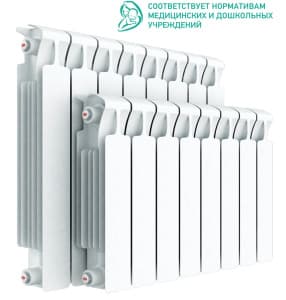 Радиатор биметалл Rifar Monolit Ventil 350 10 секций, подкл нижнее правое, RAL 9016 глянцевый