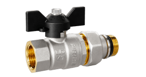 Кран шаровой LD Pride 3/4", ВР-"американка", EPDM, черн. бабочка, никель