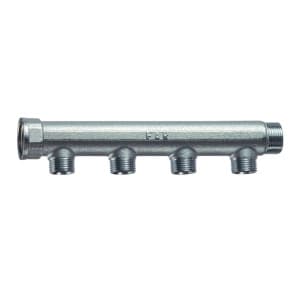 Коллектор 3/4", ВР-НР, 4 отвода 1/2", НР, межосевое 50 мм, плоское уплотнение FAR
