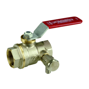 Кран шаровой с шаром DADO, полнопроходной со сливом, 1 1/2”, ручка-рычаг, красная, ВР-ВР, никелированный