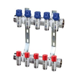 Коллектор запорный терморегулирующий 1" с 7 отв. 3/4" (EUROKONUS)