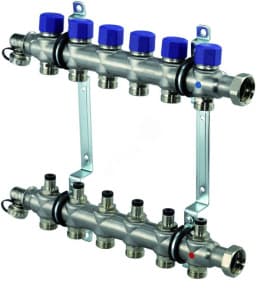 Коллектор с клапанами Vario S стальной, выходы 6X3/4" ЕВРОКОНУС '1И (старый аналог 1013066)