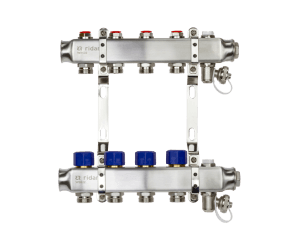 Комплект коллекторов SSM-7R set с кронштейнами, ручным воздухоотводчиком, сливным краном и торцевой заглушкой, 7 контуров