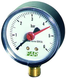 Манометр 1/4", радиальное соединение, 0-6 бар, 20...80°С, ф63 мм FAR