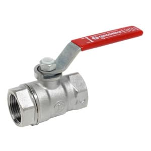 Кран шаровой, стандартный проход, 1 1/4”, ручка-рычаг, красная, ВР-ВР, хромированный