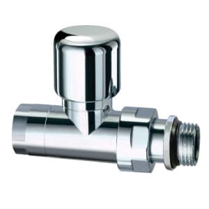 Вентиль термостатический прямой 1/2", гайка М24х19, сереб.глянц.